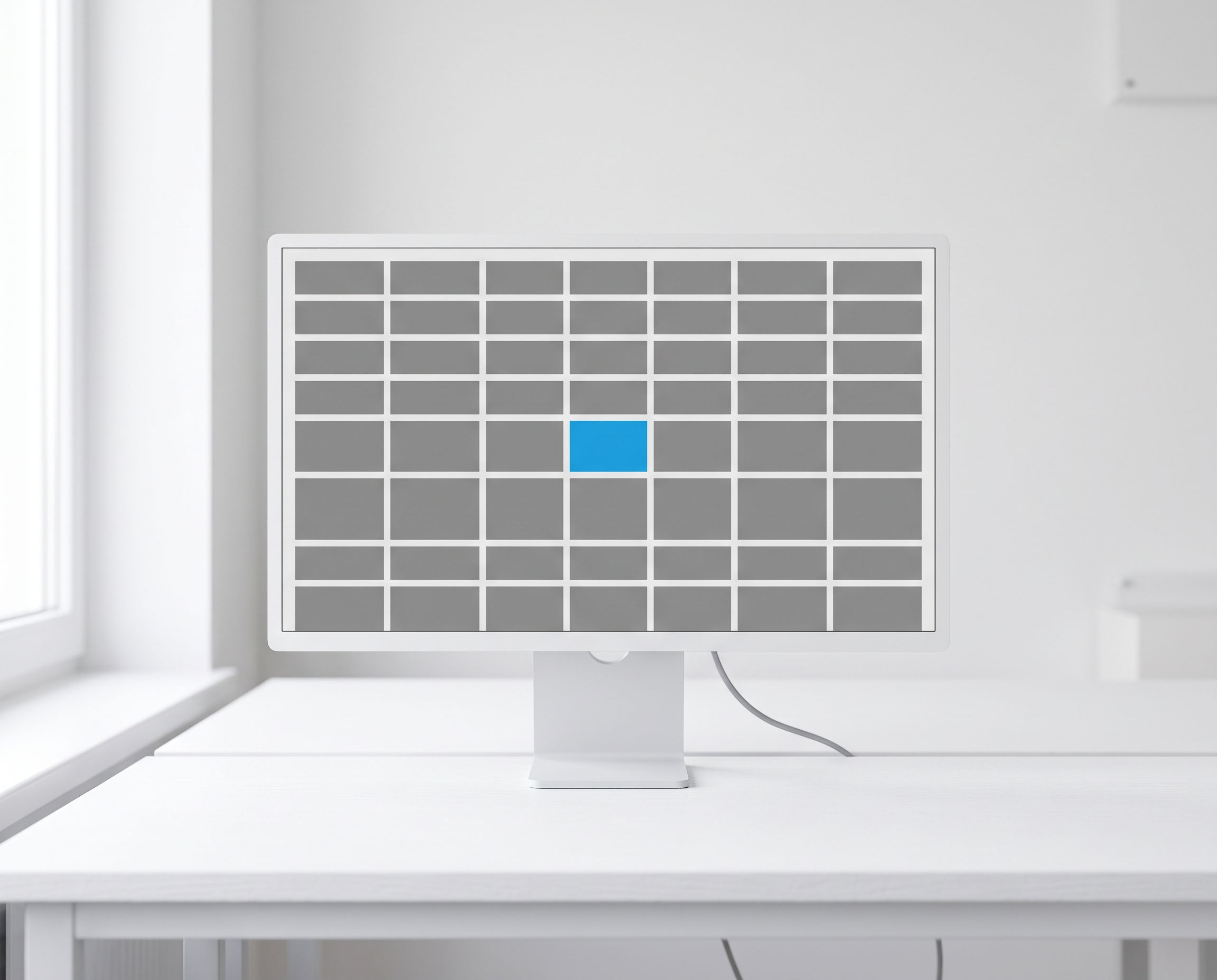 One monitor showing a unified screen of joined blocks