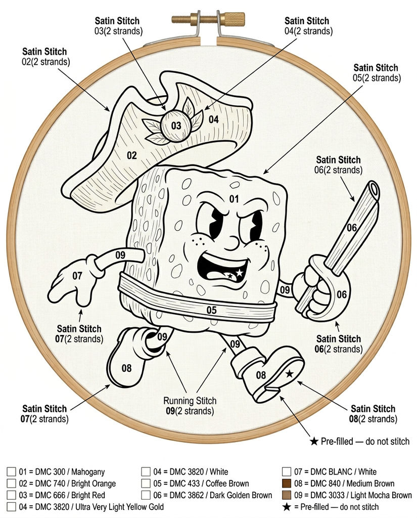 Embroidery Instruction Template