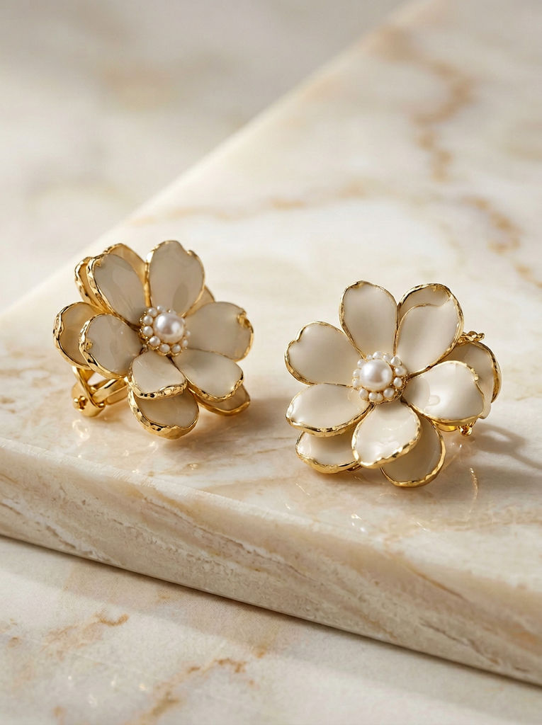 Output Earring on Marble top